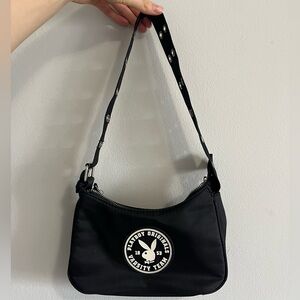 Vintage Playboy y2k black shoulder bag nylon
